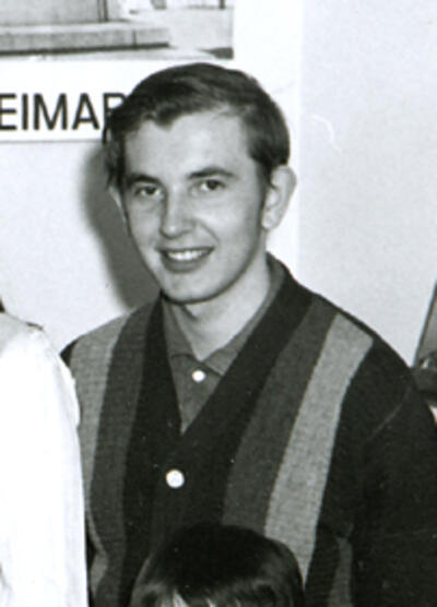 Dale Estey in striped cardigan