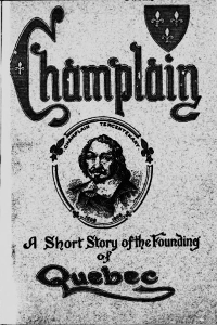 Book title page with roundel featuring sketch of Samuel de Champlain