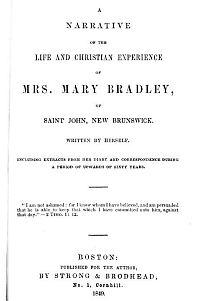 Frontispiece of "A Narrative of the Life and Christian Experience" by Mrs. Mary Bradley