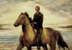 Imagined painting of Henry Alline on horse