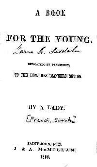 Frontispiece of "A Book for the Young" by Sarah French  