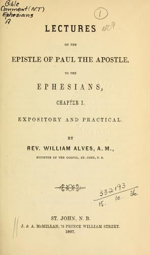 Frontispiece of "Lectures on the Epistle of Paul the Apostle, to the Ephesians, Chapter I"